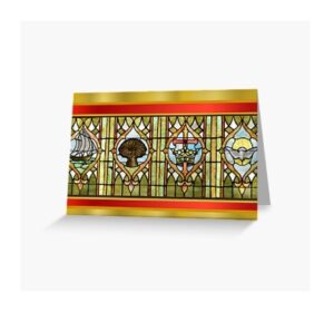 Stained glass window holiday greeting card