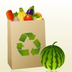 bag of groceries with recycle symbol